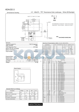 HDA430-3 datasheet - Dimensional Drawing