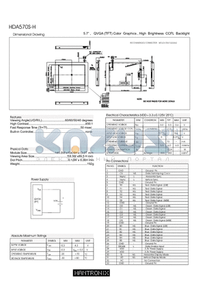 HDA570S-H datasheet - Dimensional Drawing