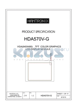 HDA570V-G datasheet - VGA(640X480) , TFT COLOR GRAPHICS LCD DISPLAY MODULE