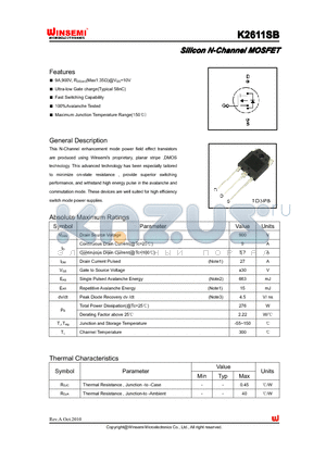 K2611SB datasheet - Silicon N-Channel MOSFET