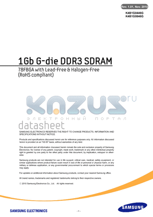 K4B1G0446G-BCMA datasheet - 1Gb G-die DDR3 SDRAM