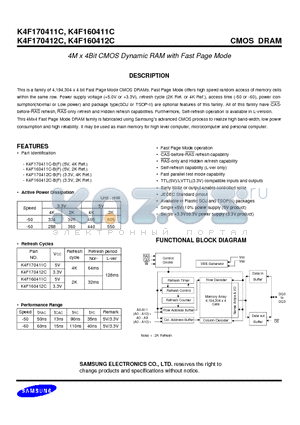 K4F170412C datasheet - 4M x 4Bit CMOS Dynamic RAM with Fast Page Mode