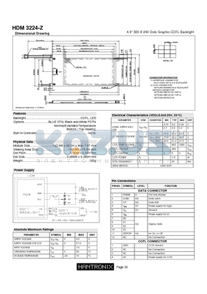 HDM3224-Z datasheet - 4.9 320 X 240 Dots Graphic CCFL Backlight