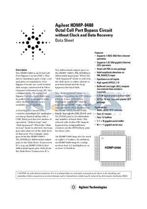 HDMP-0480 datasheet - Octal Cell Port Bypass Circuit without Clock and Data Recovery