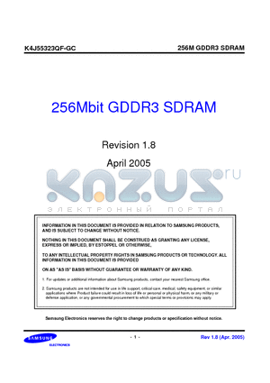 K4J55323QF-GC20 datasheet - 256Mbit GDDR3 SDRAM