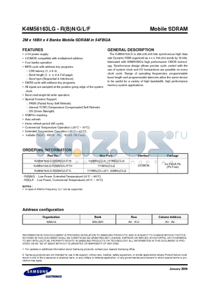 K4M56163LG-RN/F1H datasheet - 2M x 16Bit x 4 Banks Mobile SDRAM in 54FBGA