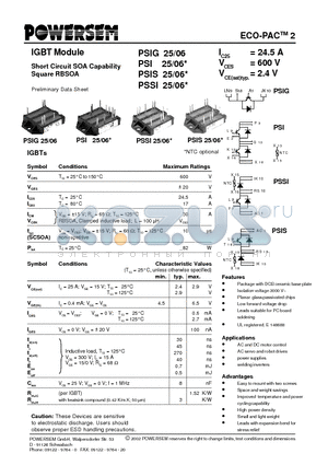 PSI25/06 datasheet - IGBT Module