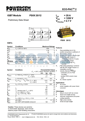 PSIIX20/12 datasheet - IGBT Module