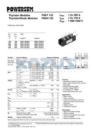 PSKH132 datasheet - Thyristor/Diode Modules