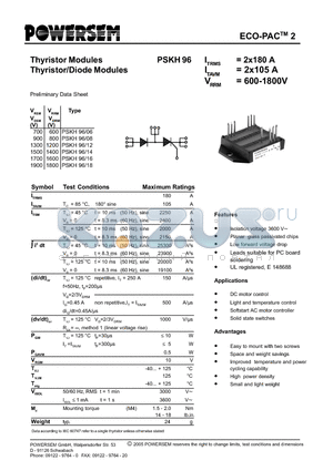PSKH96 datasheet - Thyristor/Diode Modules