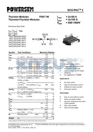 PSKT96 datasheet - Thyristor Modules