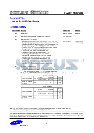 K9F2808U0B-V datasheet - 16M x 8 Bit NAND Flash Memory