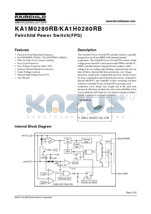 KA1H0280RB-YDTU datasheet - Fairchild Power Switch(FPS)