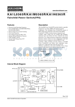 KA1M0365 datasheet - Fairchild Power Switch(FPS)