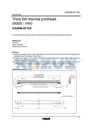 KA2008-AF10A datasheet - Thick film thermal printhead (8dots / mm)