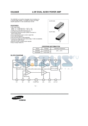 KA2206B datasheet - 2.3W DUAL AUDIO POWER AMP