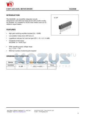 KA2284B datasheet - 5 DOT LED LEVERL METER DRIVER