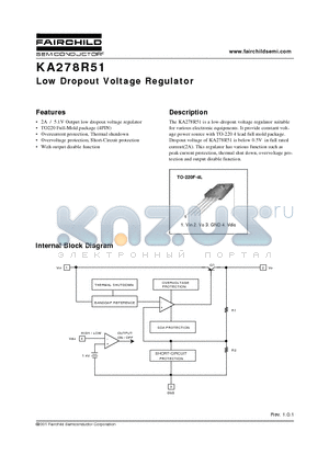 KA278R51 datasheet - Low Dropout Voltage Regulator