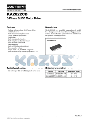 KA2822CDTF datasheet - 3-Phase BLDC Motor Driver