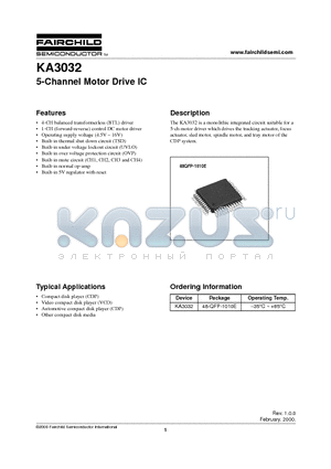 KA3032 datasheet - 5-Channel Motor Drive IC