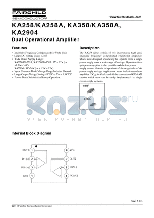 KA2904_11 datasheet - Dual Operational Amplifier