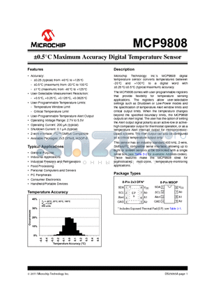 MCP9808-E datasheet - a0.5`C Maximum Accuracy Digital Temperature Sensor