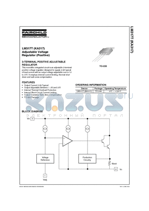 KA317 datasheet - Adjustable Voltage Regulator (Positive)