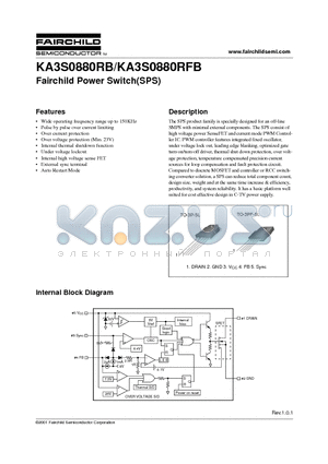 KA3S0880RB-YDTU datasheet - Fairchild Power Switch(SPS)