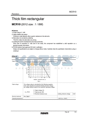 MCR10 datasheet - Thick film rectangular