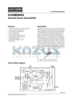 KA5M0965 datasheet - Fairchild Power Switch(SPS)