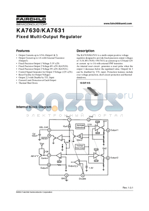 KA7631 datasheet - Fixed Multi-Output Regulator