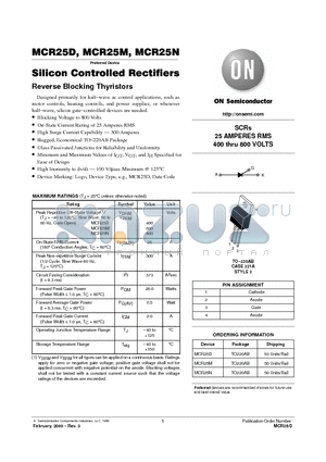 MCR25M datasheet - SILICON CONTROLLED RECTIFIERS