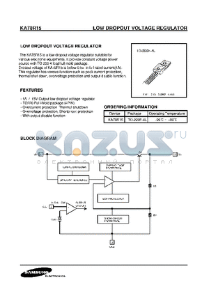 KA78R15 datasheet - LOW DROPOUT VOLTAGE REGULATOR