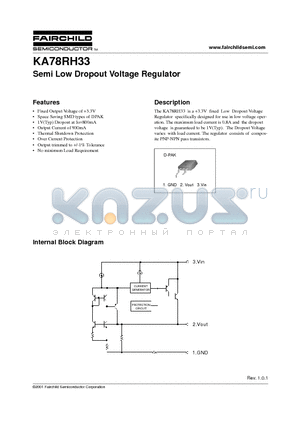 KA78RH33 datasheet - Semi Low Dropout Voltage Regulator