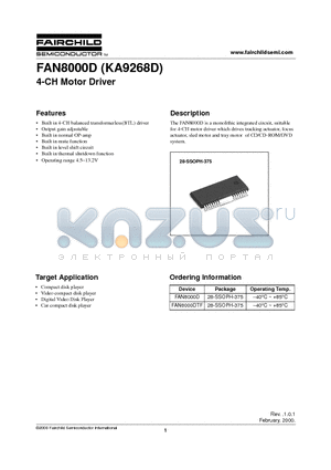 KA9268 datasheet - 4-CH Motor Driver