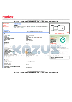 MCT-47 datasheet - VibraKrimp Quick Disconnect, Male, for 14-16 (2.00-1.30) Wire, Box, Tab 4.75mm(.187