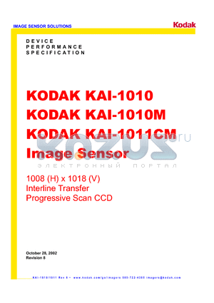 KAI-1011CM datasheet - Image Sensor