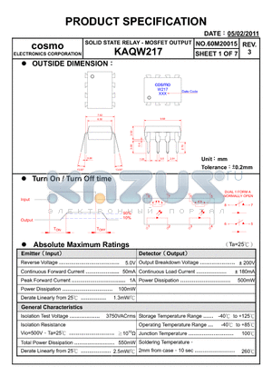 KAQW217_11 datasheet - PRODUCT SPECIFICATION