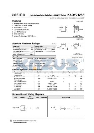 KAQY212SE datasheet - HIGH VOLTAGE SOLID STATE RELAY MOSFET OUTPUT