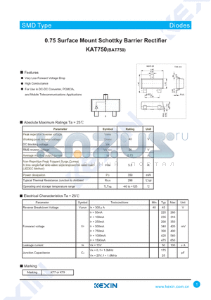 KAT750 datasheet - 0.75 Surface Mount Schottky Barrier Rectifier