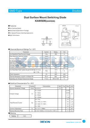 KAW56W datasheet - Dual Surface Mount Switching Diode