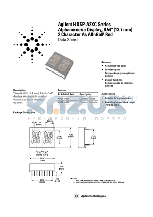 HDSP-A27C datasheet - Alphanumeric Display, 0.54