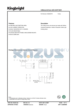 KB2400YW datasheet - 8.89mmx3.81mm LED LIGHT BAR