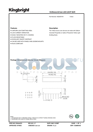 KB2450YW datasheet - 19.05mmx3.81mm LED LIGHT BAR