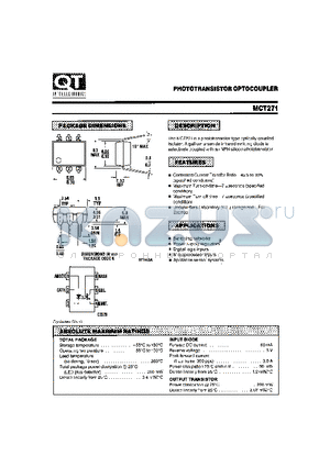 MCT271 datasheet - PHOTOTRANSISTOR OPTOCOUPLER