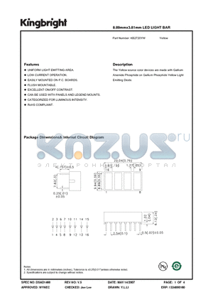 KB2720YW datasheet - 8.89mmx3.81mm LED LIGHT BAR