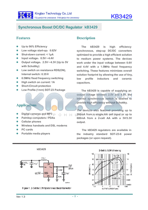 KB3429 datasheet - Synchronous Boost DC//DC Regullator