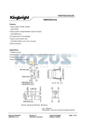 KB852 datasheet - PHOTOCOUPLER