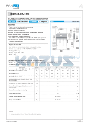 KBJ1506 datasheet - IN-LINE GLASS PASSIVATED SINGLE-PHASE BRIDGE RECTIFIER