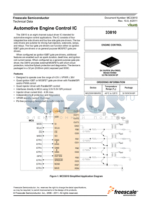 MCZ33810R2 datasheet - Automotive Engine Control IC Quad injector driver with Parallel/SPI control